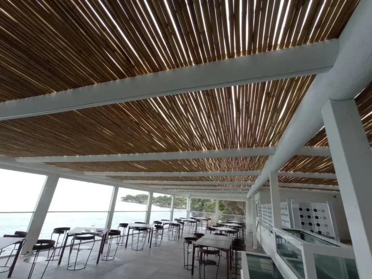 Rivestimento pilastri in ferro con travi in finto legno con led integrato (7) (ilpolistirolo)