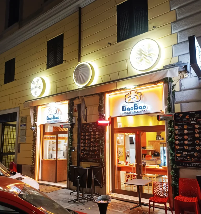 Insegne Mockup ravioleria cinese, Bao Bao Dumpling Roma