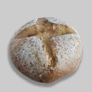 Riproduzione fake food findo cibo finto pane con sesamo e farina