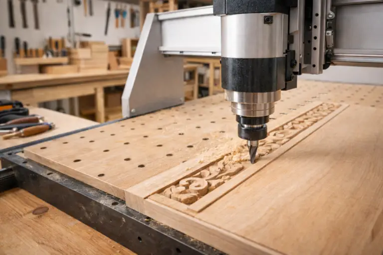 Fräsen eines Holzdekors in der Schreinerei