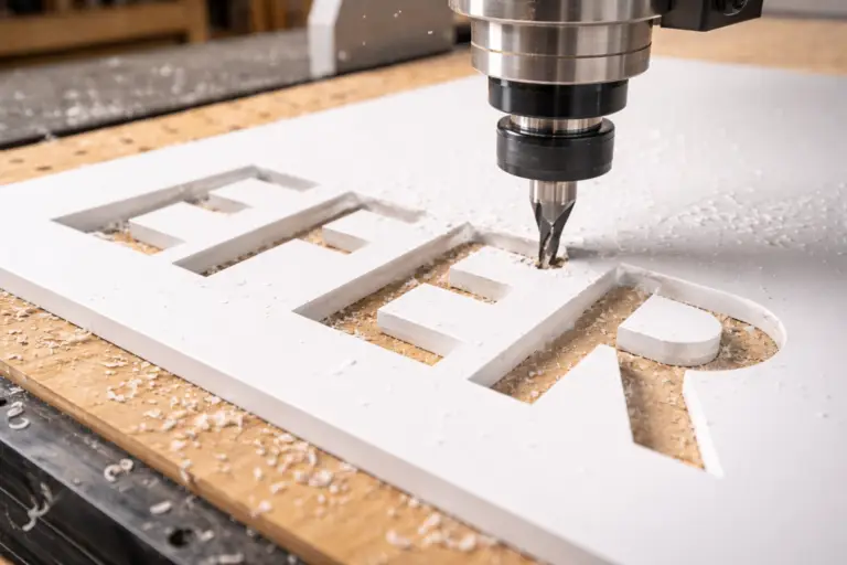 CNC-Fräsen von Buchstaben für Werbeschilder aus PVC-Hartschaumplatte